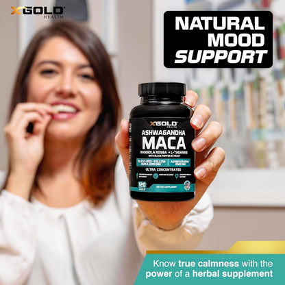 Natural Ashwagandha Maca Supplement Capsules