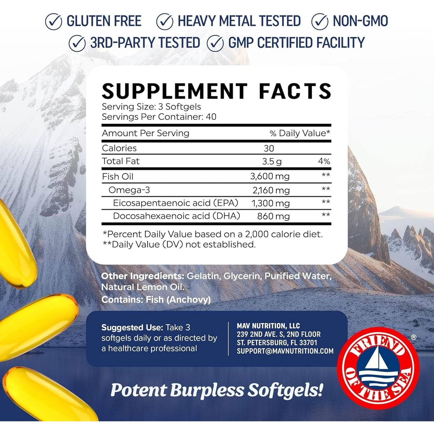 High Potency DHA Omega 3 Fish Oil Supplements
