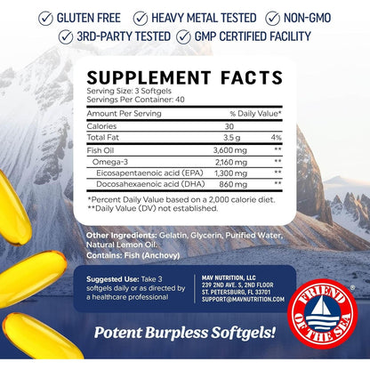 High Potency DHA Omega 3 Fish Oil Supplements
