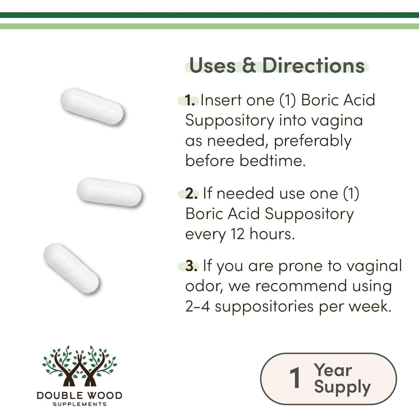 Natural Vaginal Health Suppositories 600mg, 60 Pack