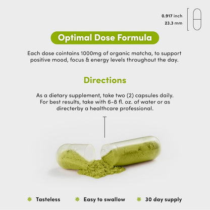 Natural Green Tea Matcha Capsules - Boost Energy & Focus