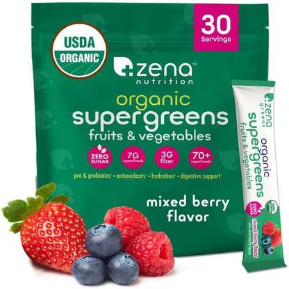 Green Food Supplement Powder - Berry Flavor, 30 Packs - Mycosmeticslondon