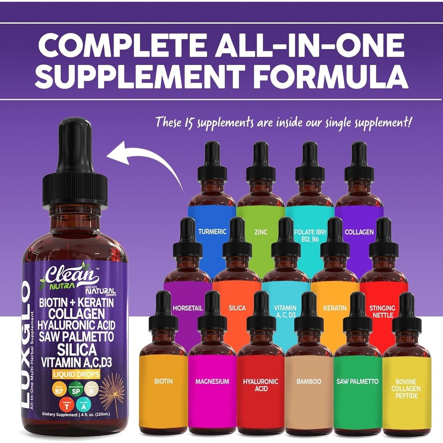 Natural Beauty Liquid Supplement for Hair Skin Nails