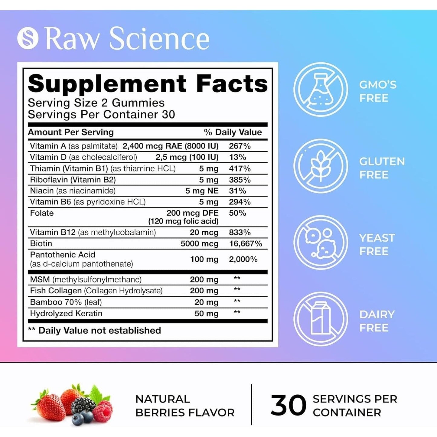 Natural Biotin Collagen Hair Vitamins Gummies