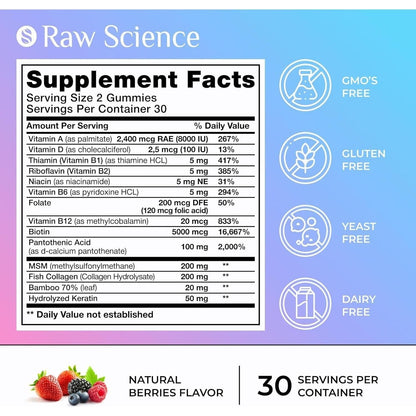 Natural Biotin Collagen Hair Vitamins Gummies