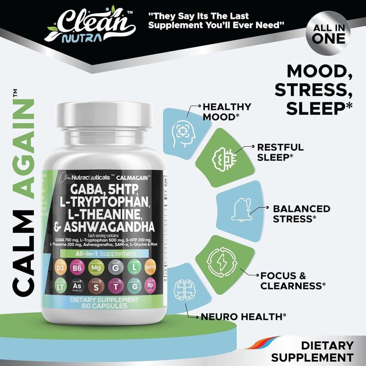 Natural Stress Relief Supplement - 60 Capsules