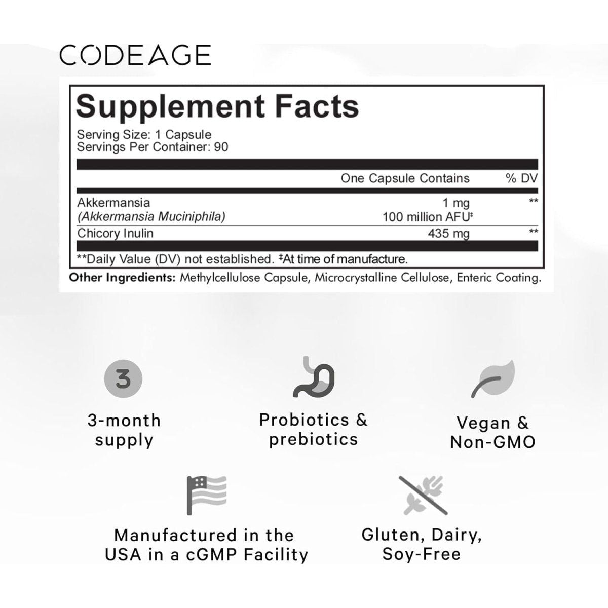 Probiotic and Prebiotic Capsules with Fiber - 90 Count