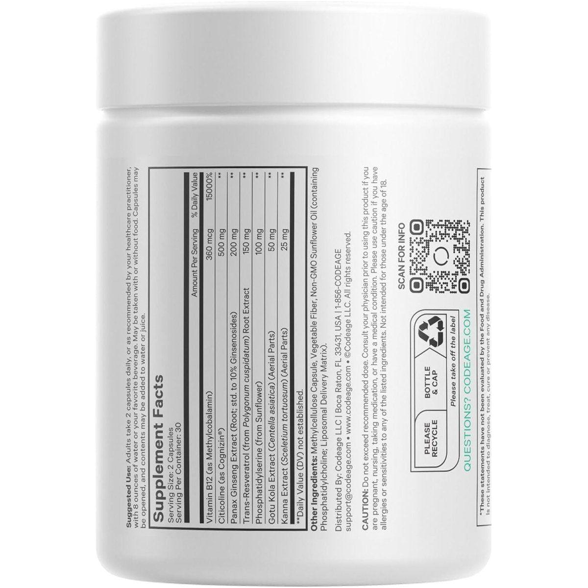 Brain Health Supplement with B12, Ginseng & Cognizin