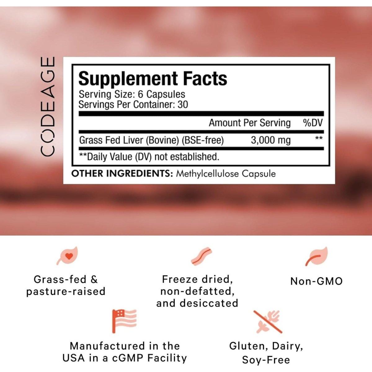 Natural Beef Liver Capsules 3000mg Non GMO Supplement