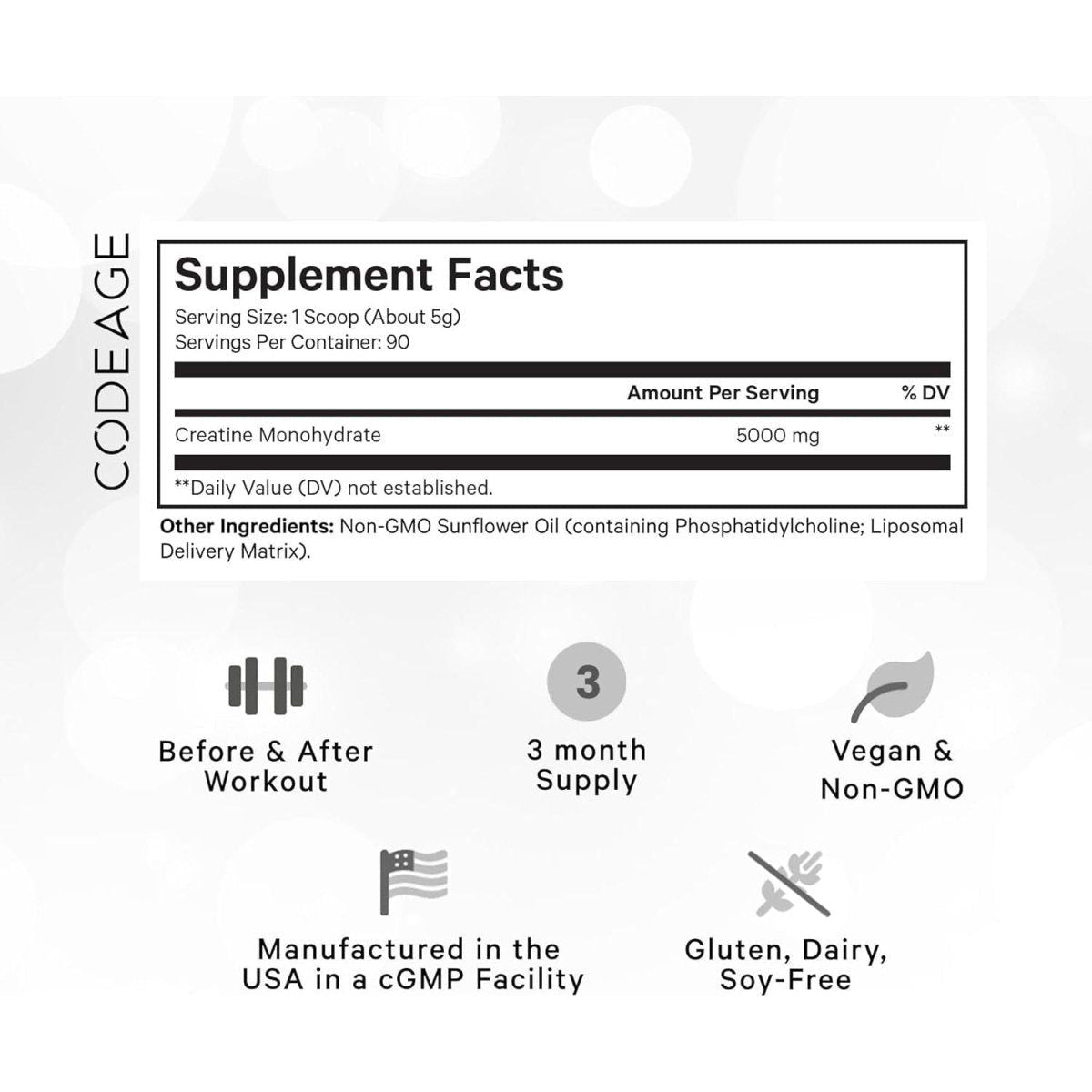 Pure Creatine Powder Supplement 90 Servings