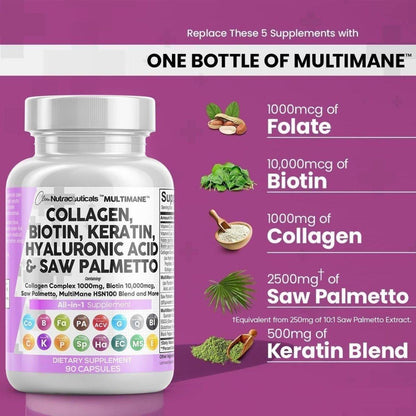 Premium Collagen Supplements - 1000mg | Biotin & Keratin