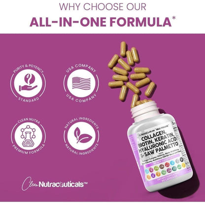Premium Collagen Supplements - 1000mg | Biotin & Keratin