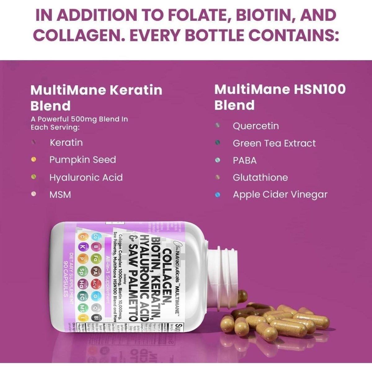Premium Collagen Supplements - 1000mg | Biotin & Keratin
