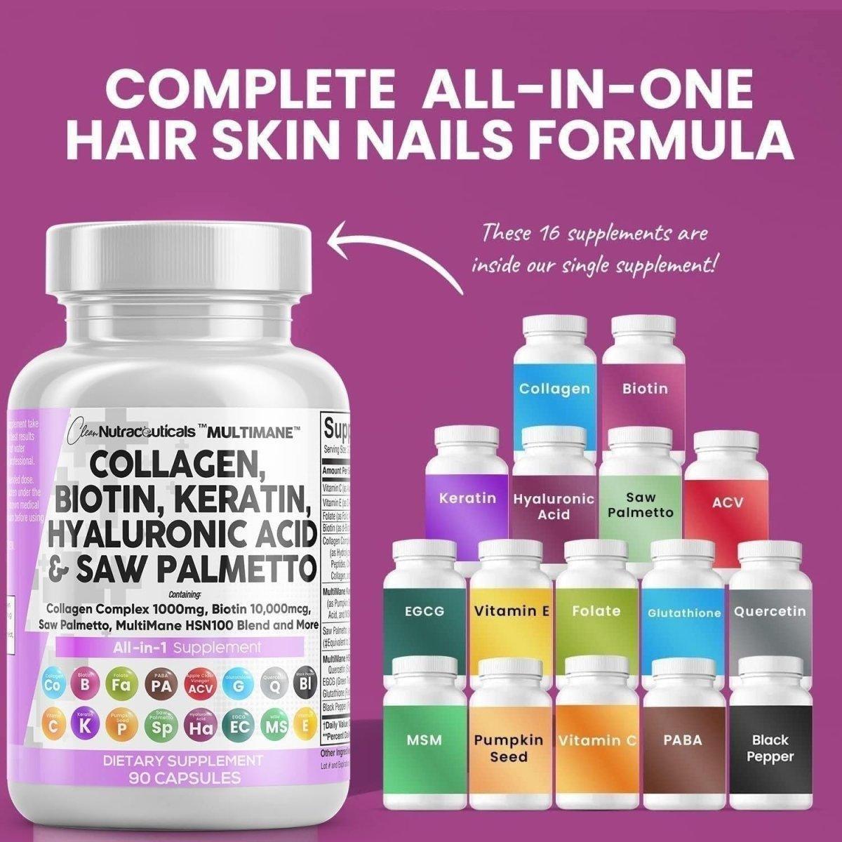 Premium Collagen Supplements - 1000mg | Biotin & Keratin