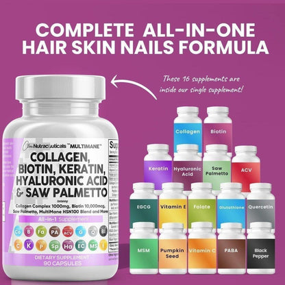 Premium Collagen Supplements - 1000mg | Biotin & Keratin