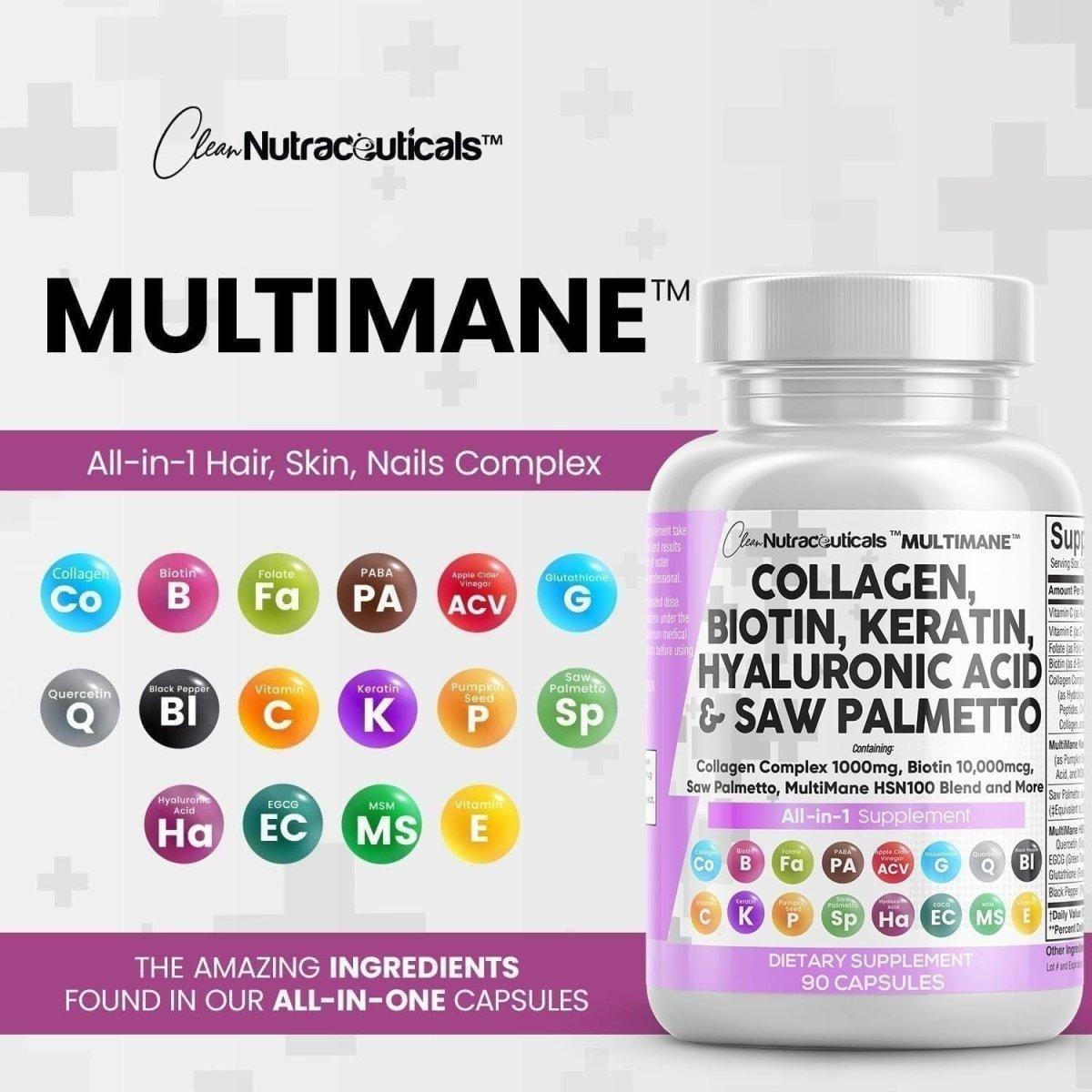 Premium Collagen Supplements - 1000mg | Biotin & Keratin