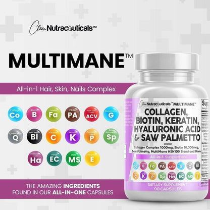Premium Collagen Supplements - 1000mg | Biotin & Keratin