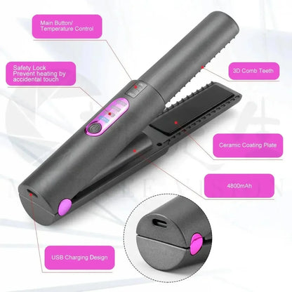 Portable 2-in-1 Hair Straightener and Curler