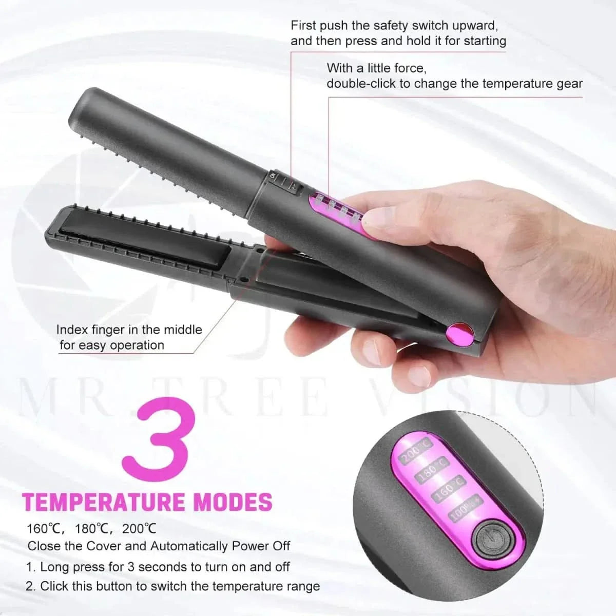 Portable 2-in-1 Hair Straightener and Curler