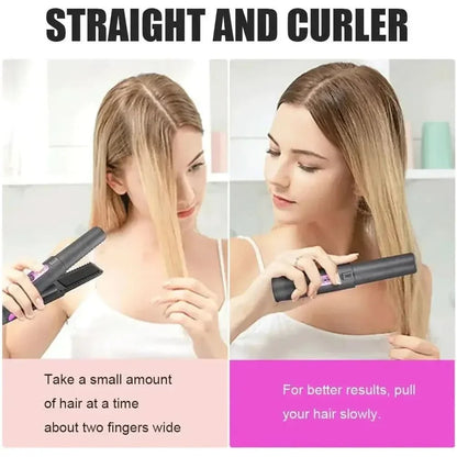 Portable 2-in-1 Hair Straightener and Curler