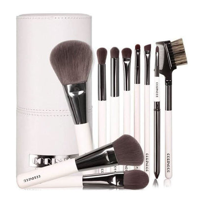 Premium Ash Brown 10 Piece Makeup Brush Set