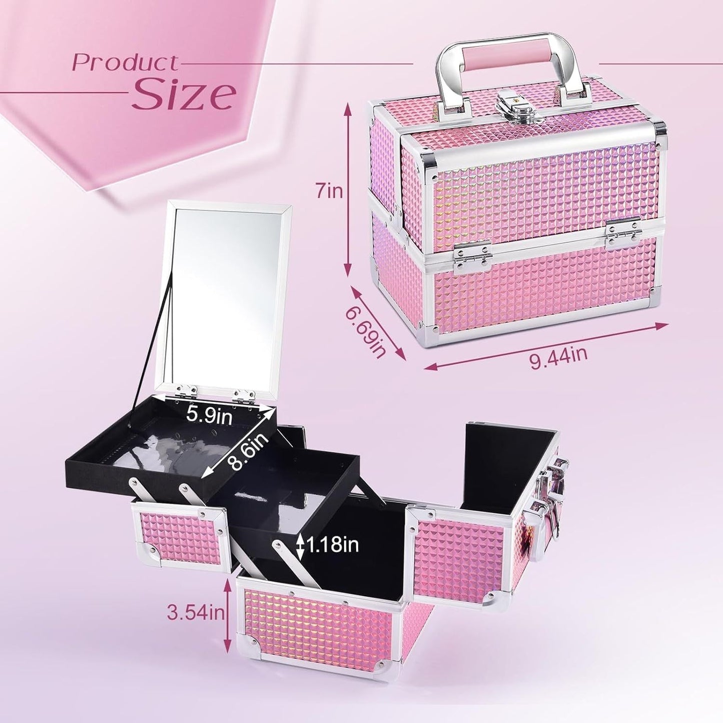 Portable Pink Travel Makeup Storage Case