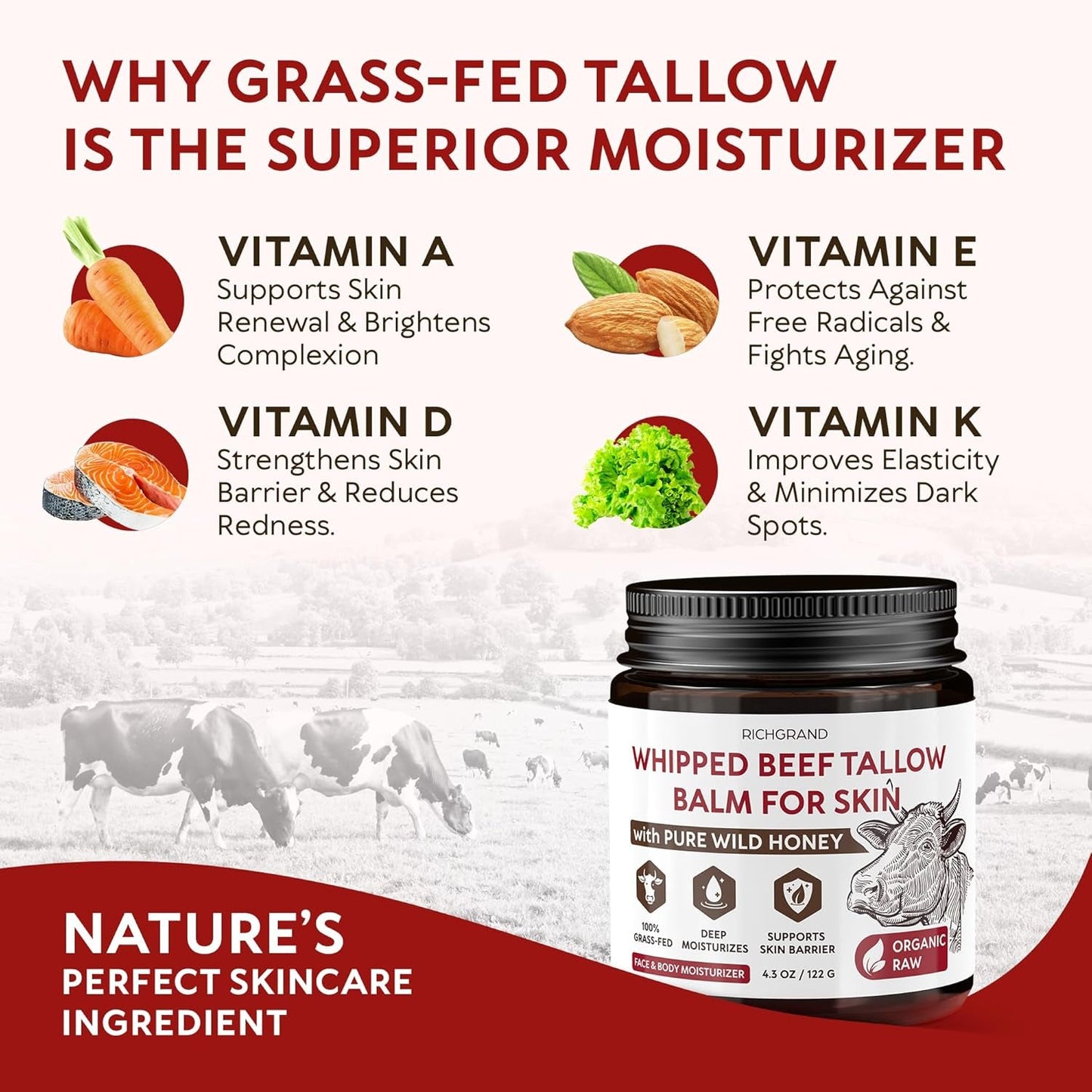 Nourishing Beef Tallow Moisturizer 122g - Soft Healthy Skin
