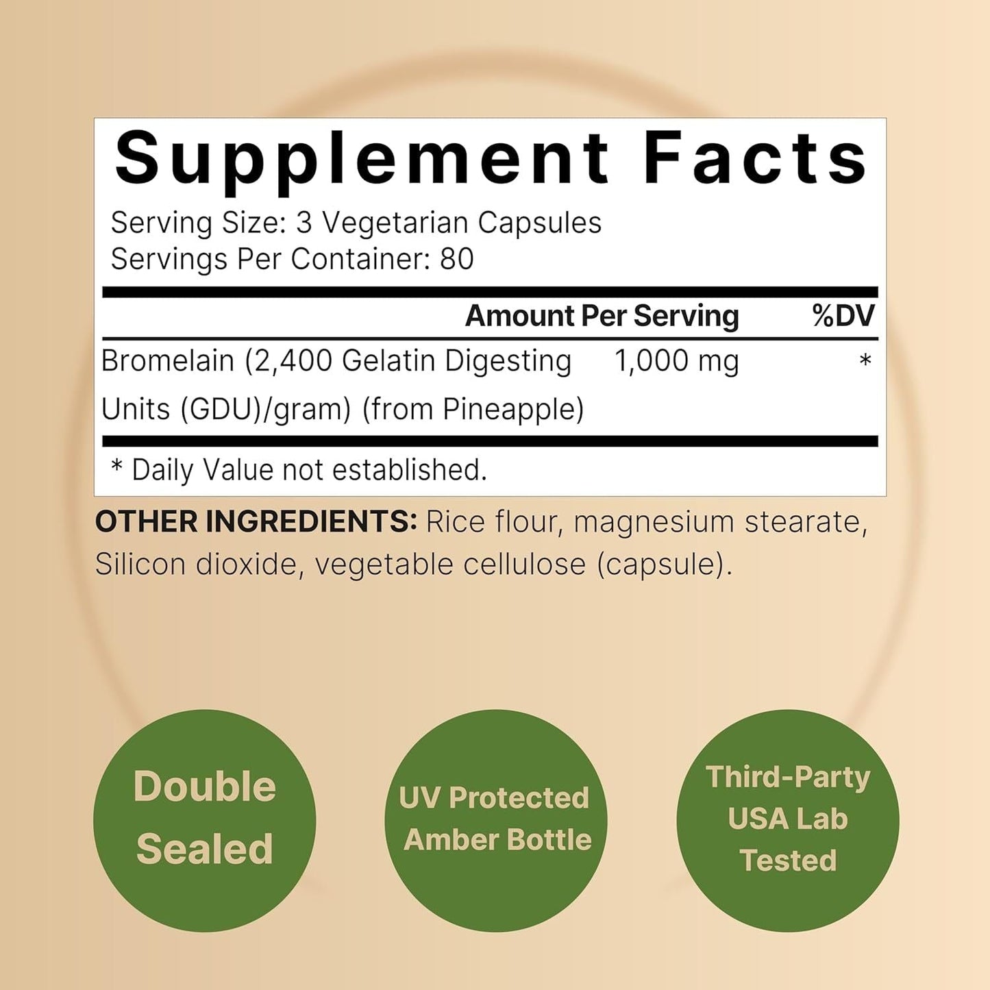High Potency Bromelain Supplement 1000mg, 240 Veggie Caps