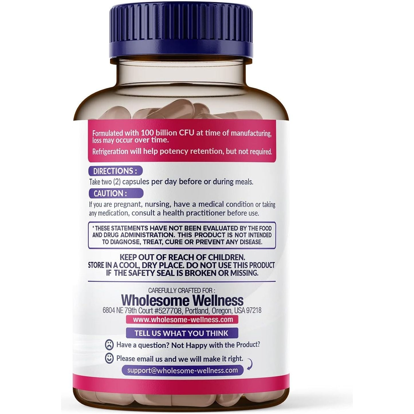 Natural Probiotic Supplement for Women - 60 Capsules