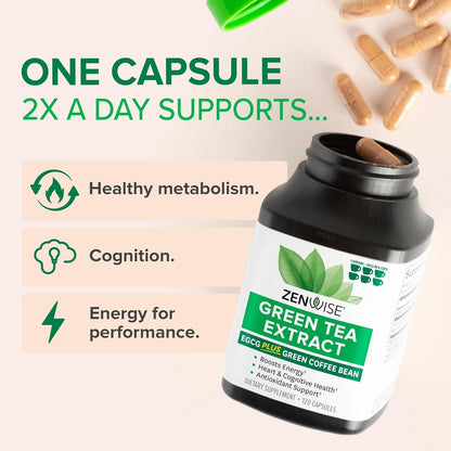 Natural Green Tea Supplement - 120 Capsules Boost Energy