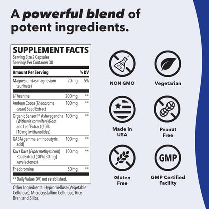 Natural Calm Anxiety Relief Vitamins - 60 Capsules