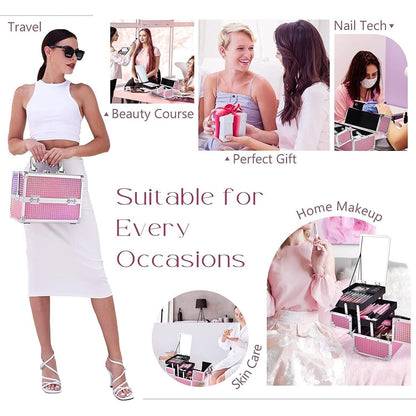Portable Pink Travel Makeup Storage Case