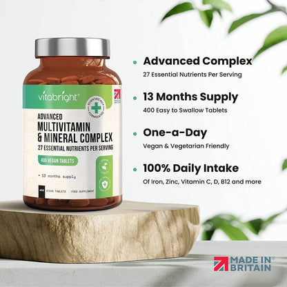 Vegan Daily Multivitamin Tablets for Immune & Energy Boost