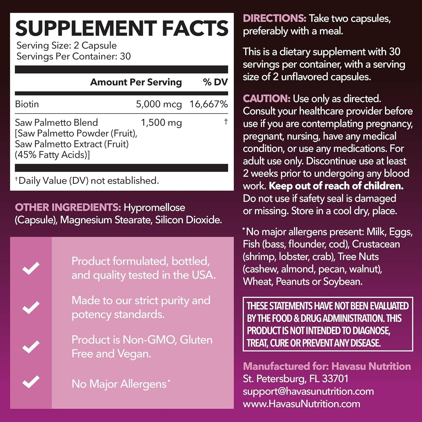 Natural Hair Skin Nail Vitamins for Women - 60 Capsules