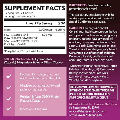 Natural Hair Skin Nail Vitamins for Women - 60 Capsules