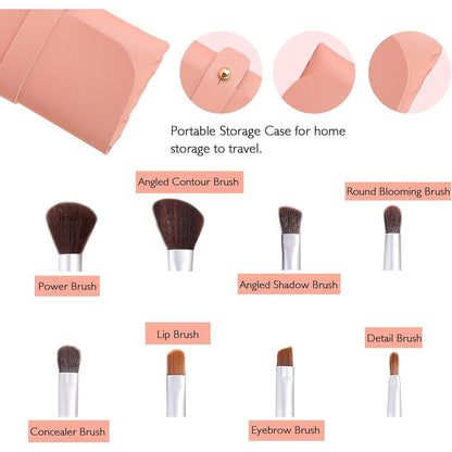 Pink Pro Makeup Brush Kit with Travel Case