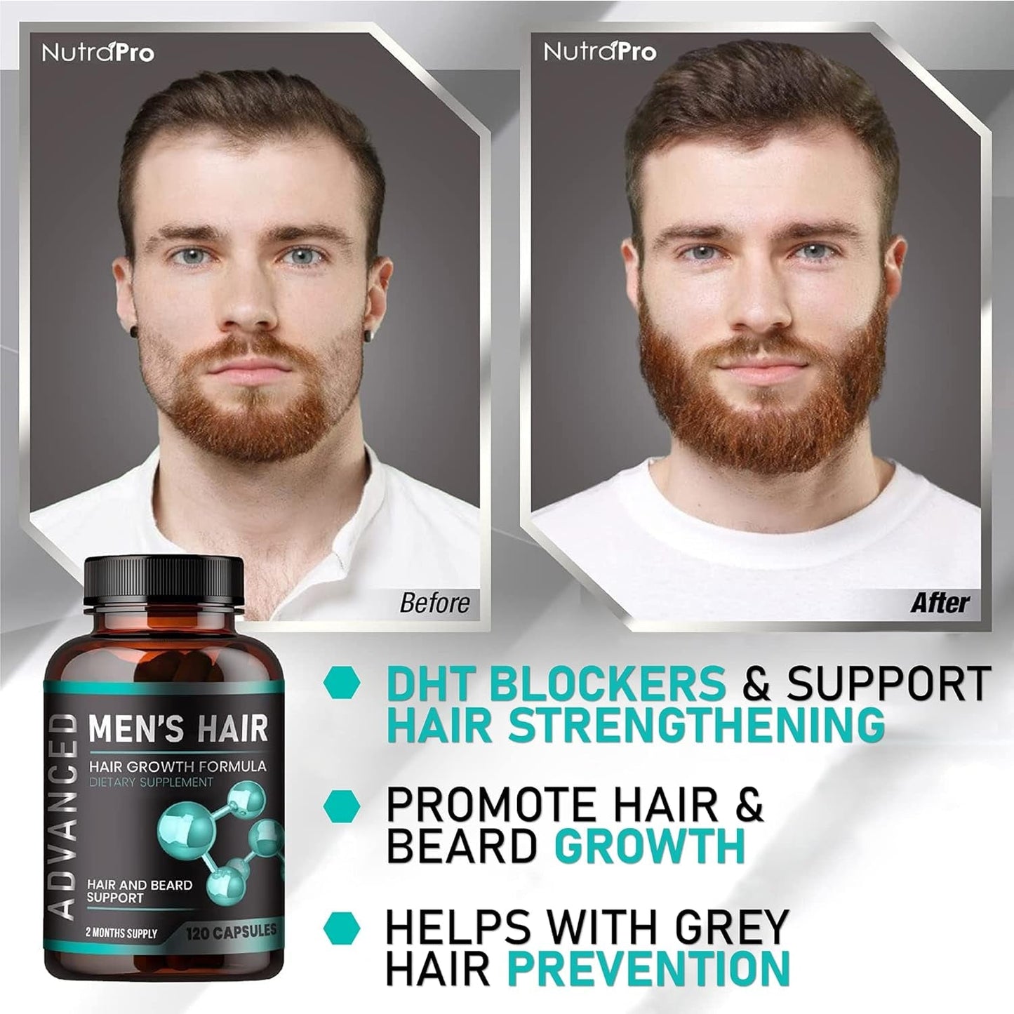 Strong Hair Growth Vitamins for Men - Biotin Capsules