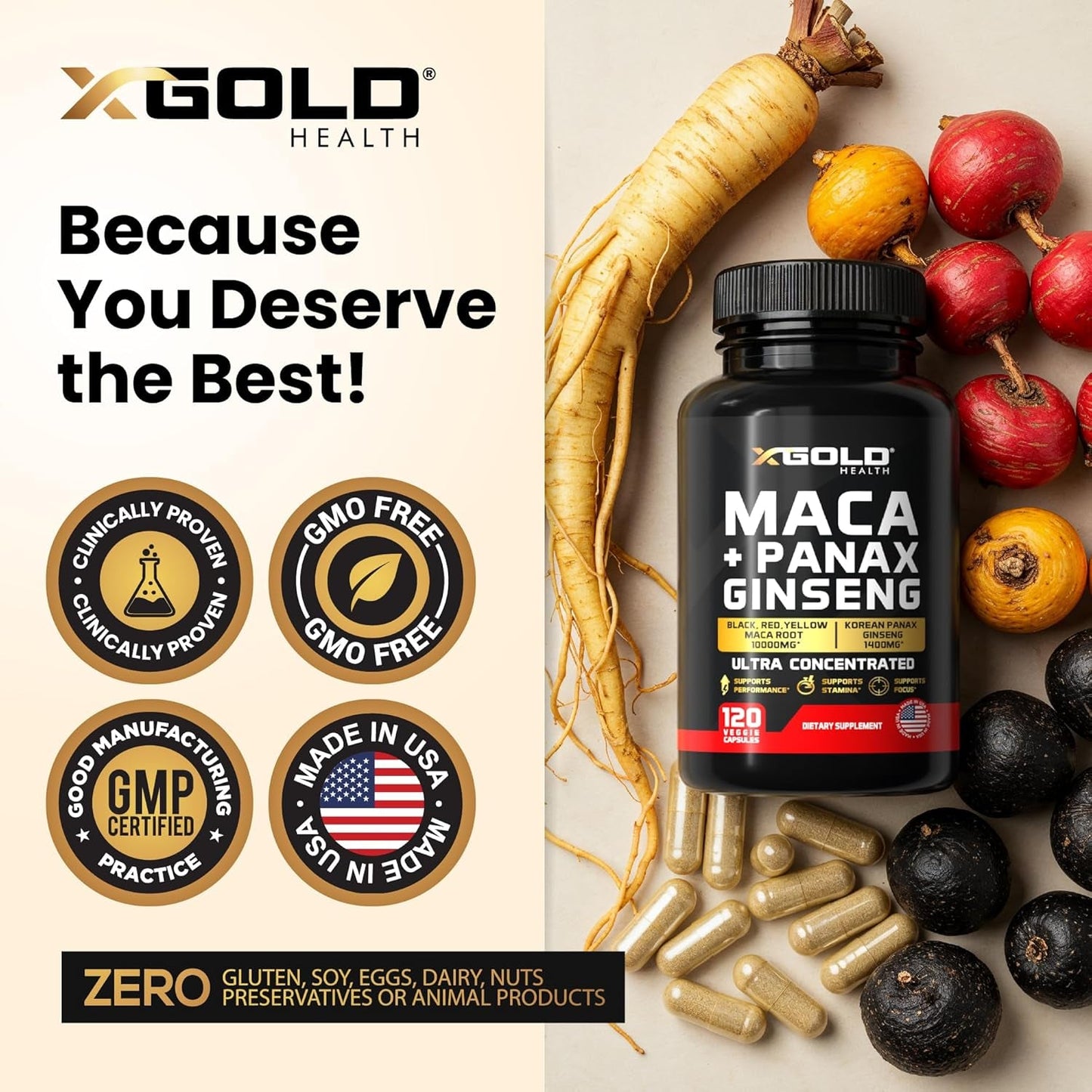 Natural Energy Boost Capsules with Maca and Ginseng