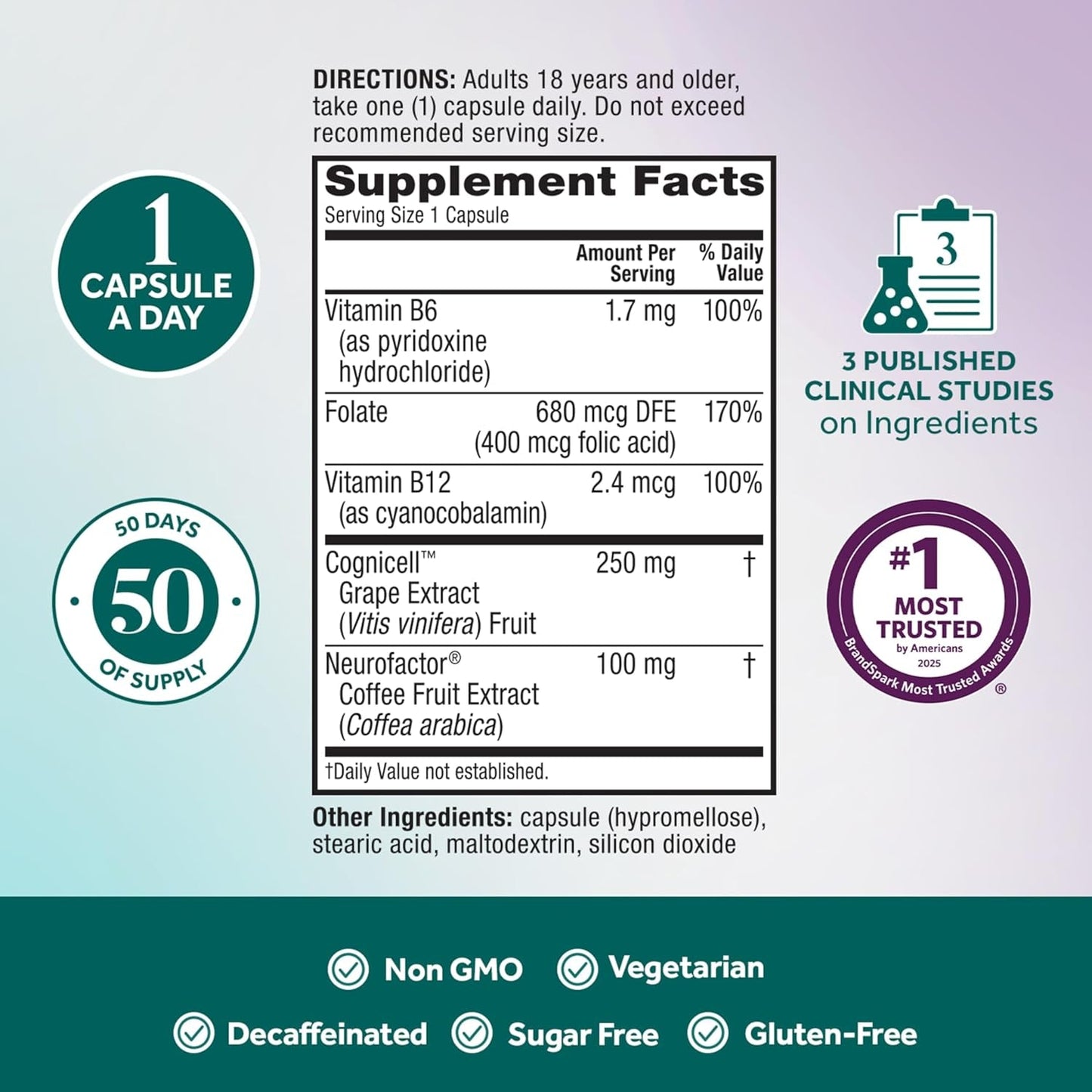 Brain Health Supplement 50 Ct - Memory & Focus Booster