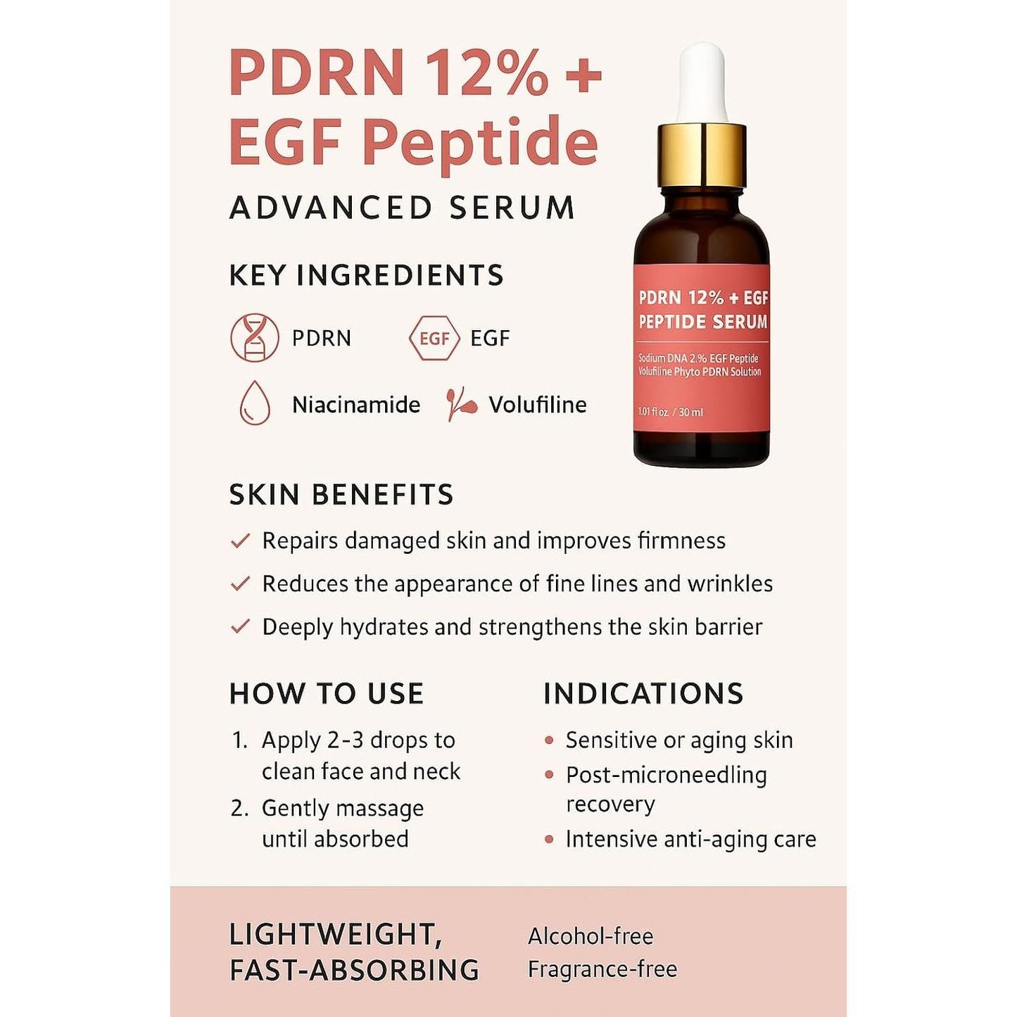 Anti Aging Face Serum with Peptides and EGF 30ml