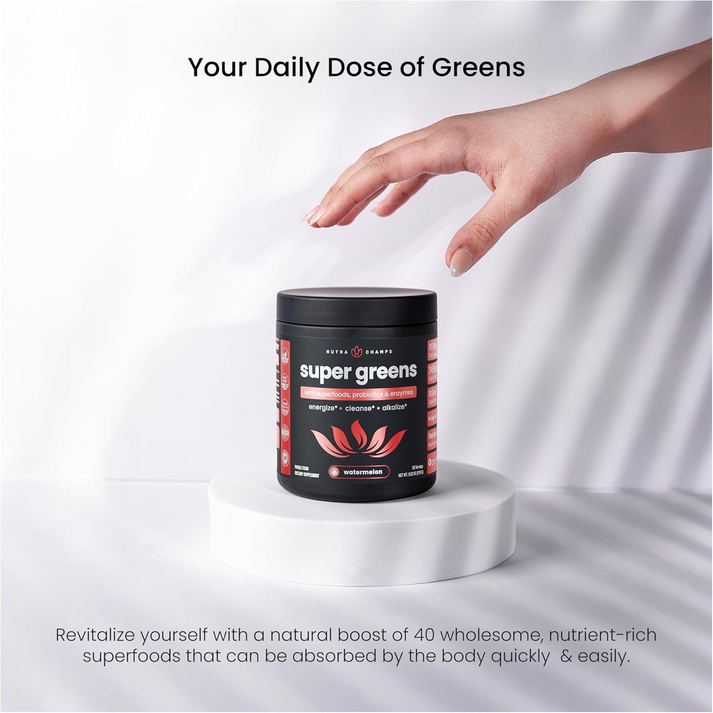Green Food Supplement Powder with Probiotics and Enzymes
