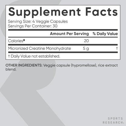 Pure Vegan Creatine Capsules for Muscle Growth