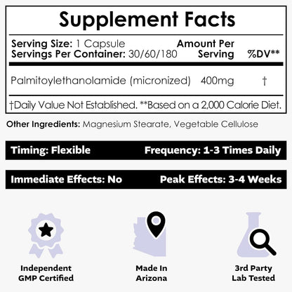Natural Pain Relief Nerve Support Capsules 400mg