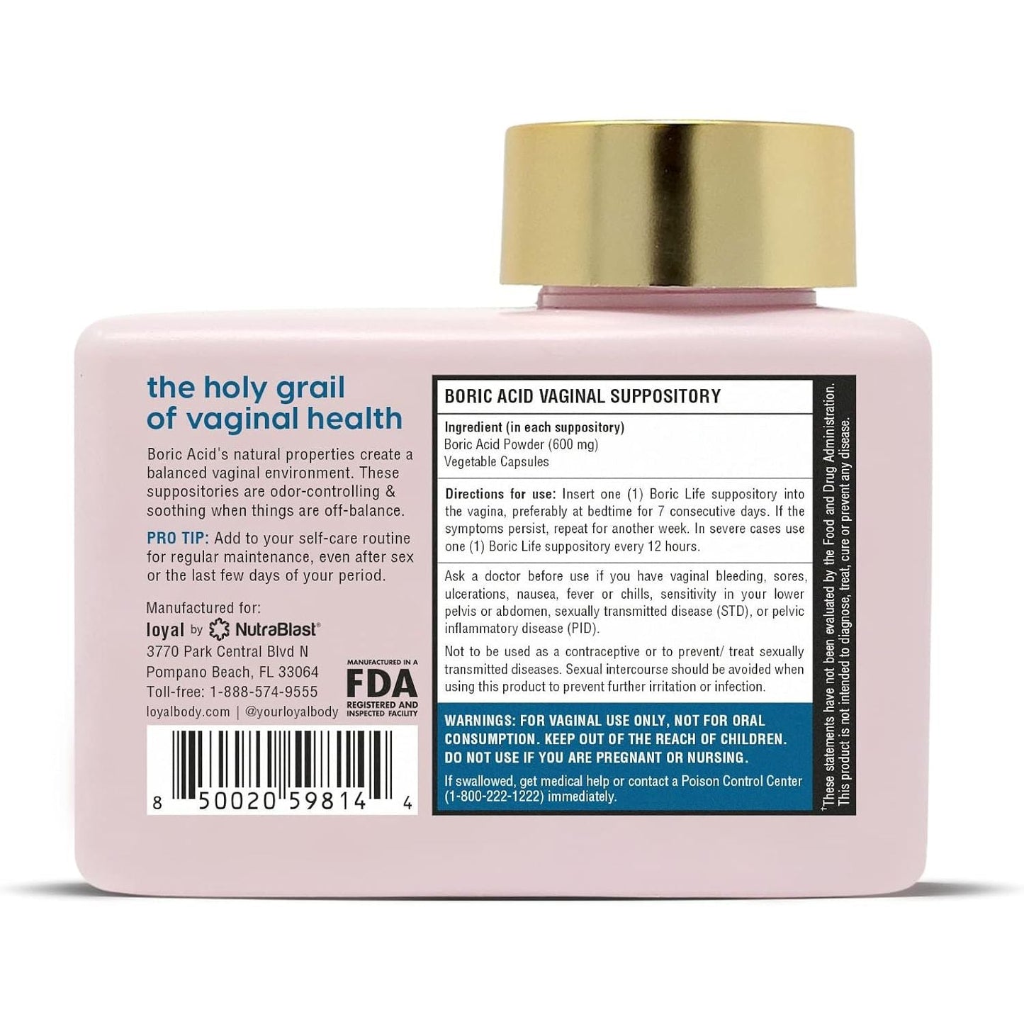 Natural Vaginal Health Suppositories - 600mg, 30 Pack