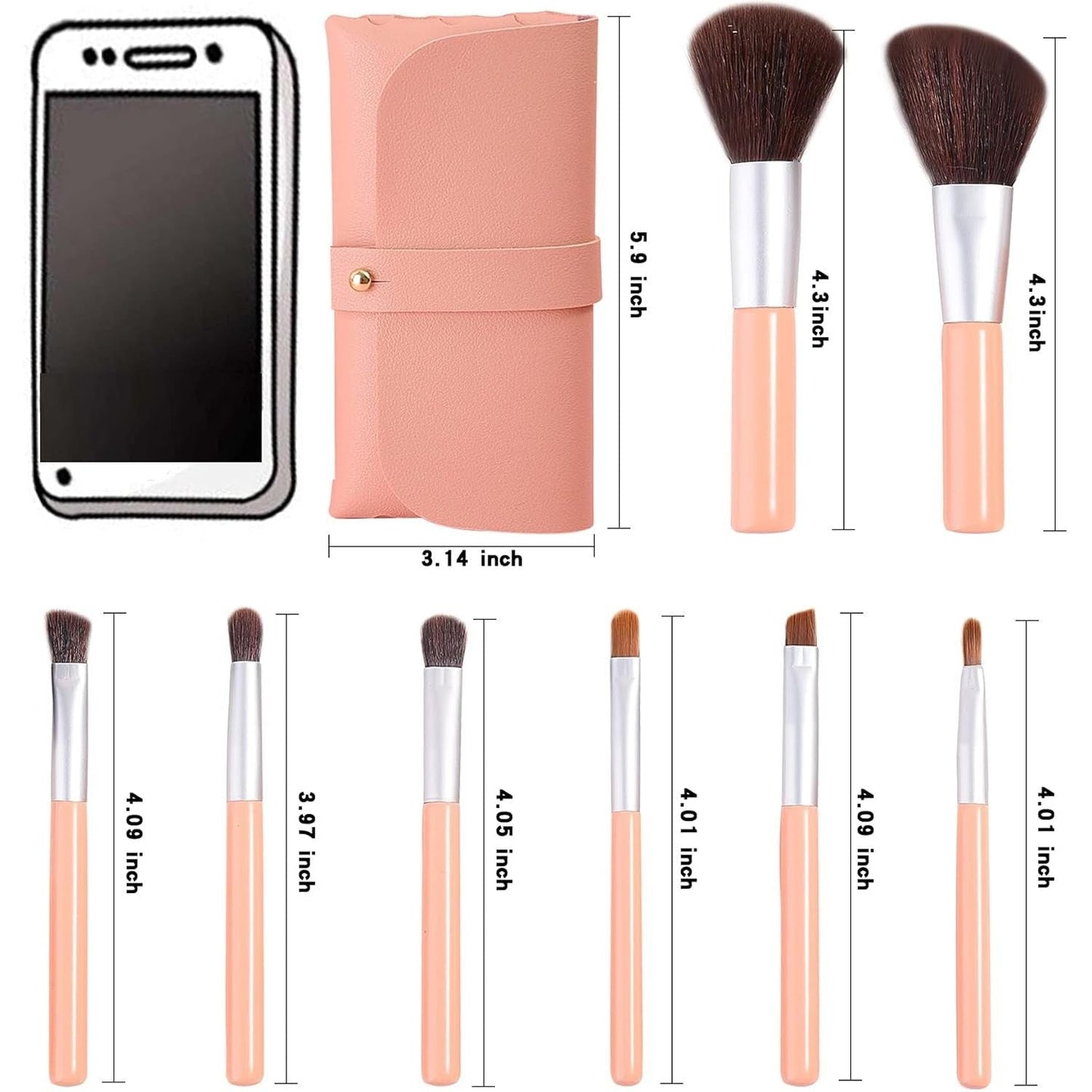 Pink Pro Makeup Brush Kit with Travel Case