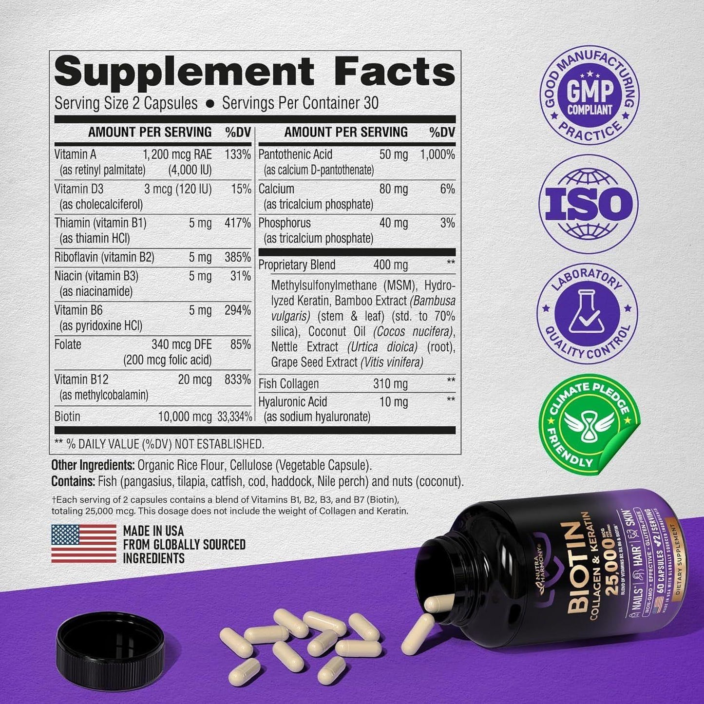 Premium Biotin Collagen Keratin Capsules for Hair Skin Nail Health