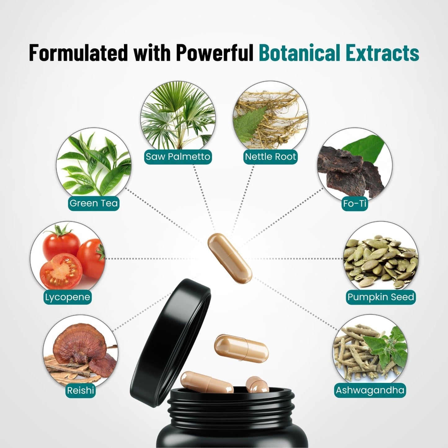 Natural Hair Growth Supplement for Men - 90 Capsules