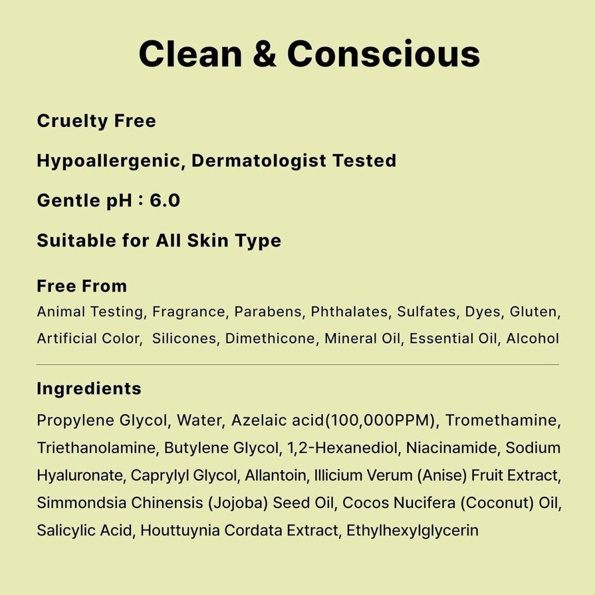Natural Acne Treatment Serum 10% Azelaic Acid