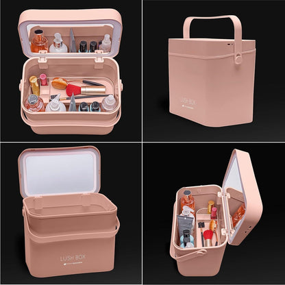 Compact Travel Makeup Case with LED Mirror