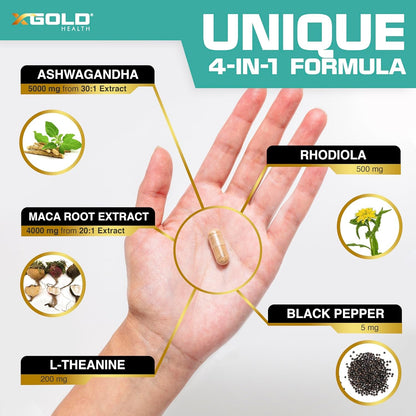 Natural Ashwagandha Maca Supplement Capsules